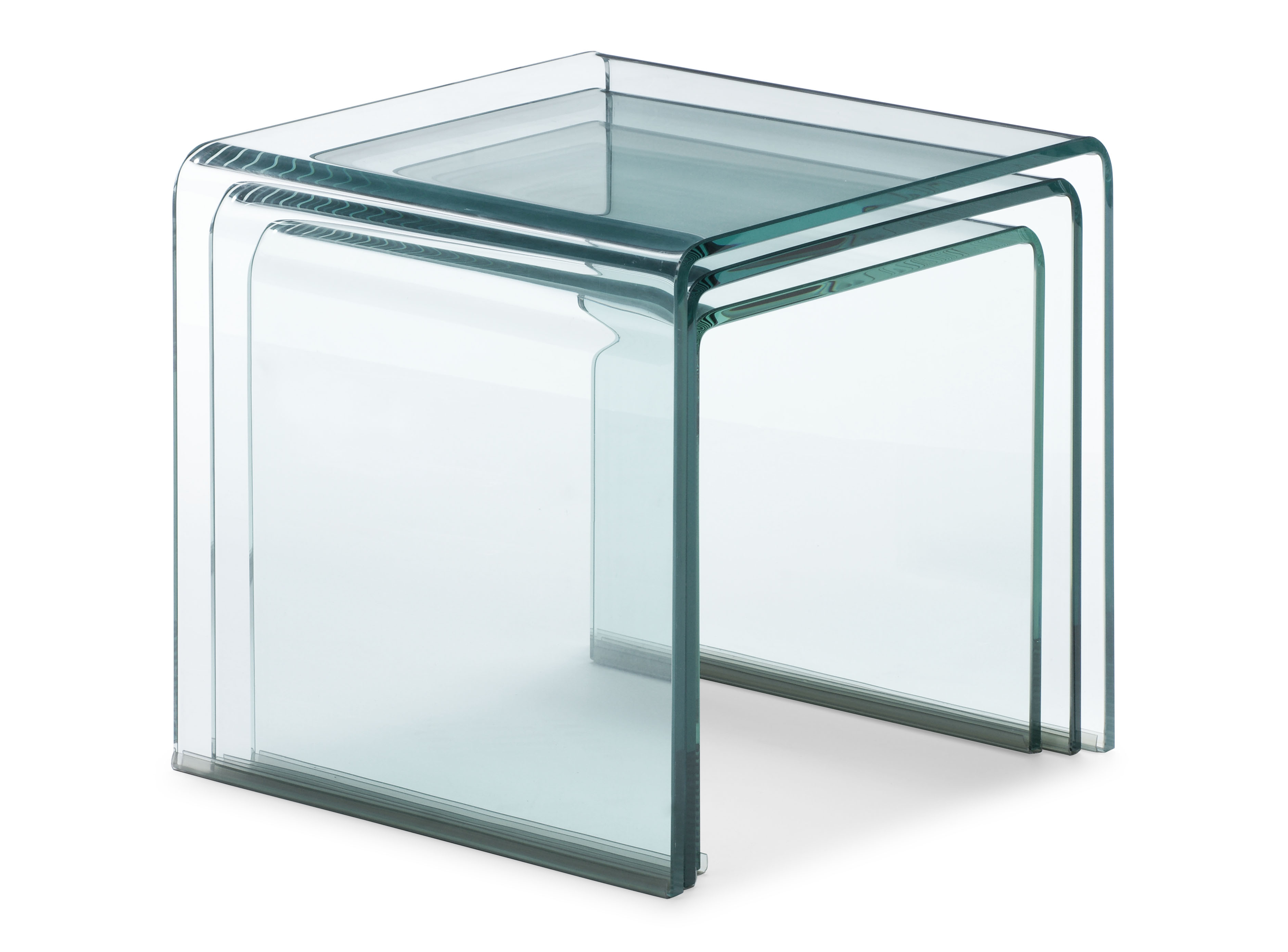 Bent Glass Nesting Tables Moss Manor A Design House