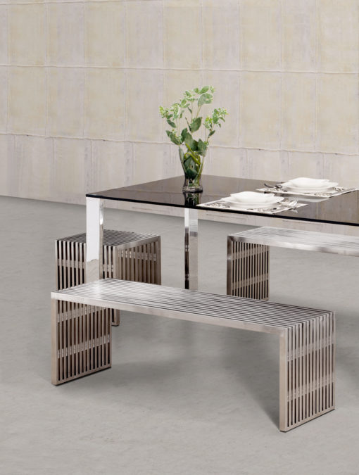 Slatted Stainless Steel Bench