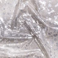 Devore Metallic Silver on Gris Gray Cowhide Rug Closeup