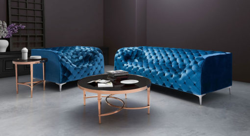 Neon Blue Velvet Providence Arm Chair and Sofa
