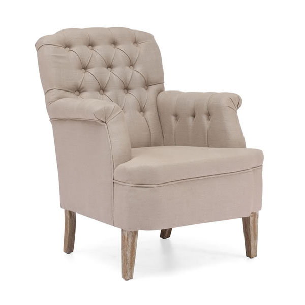 tufted linen armchair