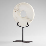 Large White Marble Disk Sculpture