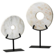 White Marble Disk Sculptures