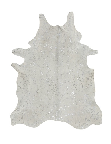 White With Silver Cowhide Rug Moss Manor, Metallic Cowhide Rug Small