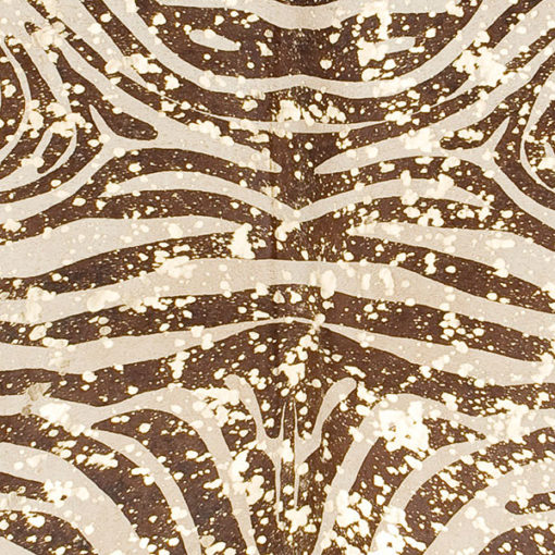 Metallic Gold Beige and Brown Zebra Cowhide Rug