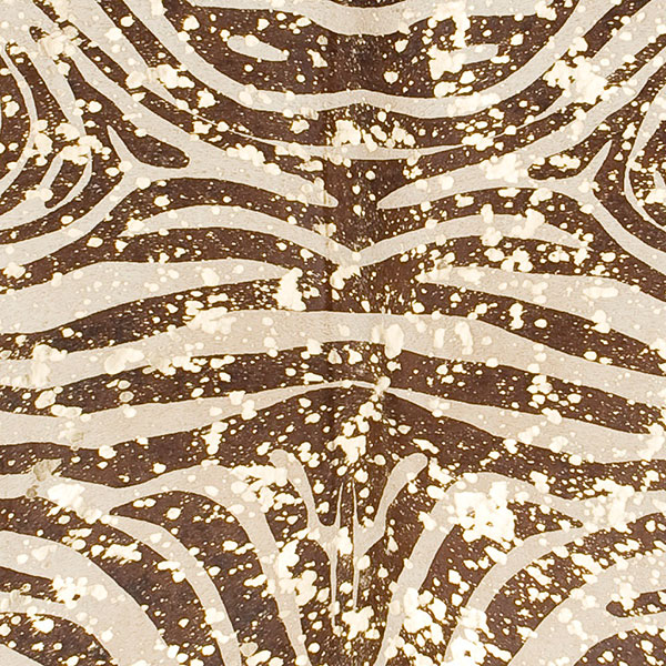 Metallic Brown Zebra Cowhide On Beige With Gold