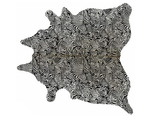Zebra Cowhide Mosaic Black on Beige