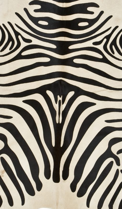 Zebra Stencil Cowhide Black on Light Beige