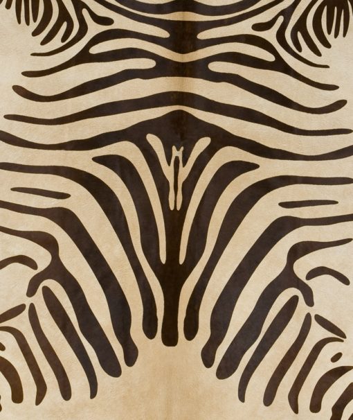 Zebra Stencil Brown on Light Beige Cowhide