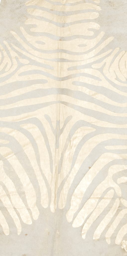 Devore Metallic: Rustic zebra gold on beige cowhide
