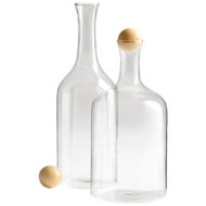 Botanist Clear Glass and Wood Decanters
