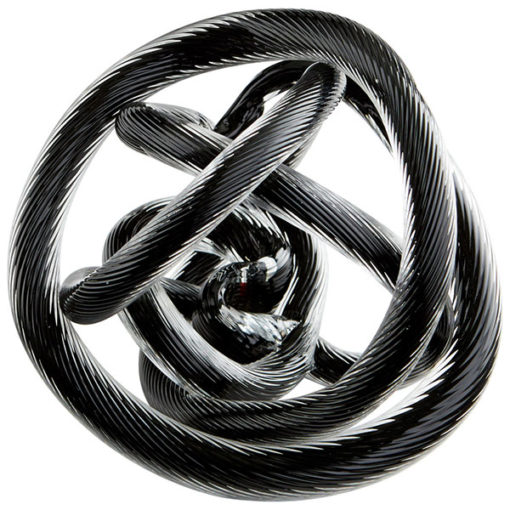 Braid Black Glass Knot Sculpture Large