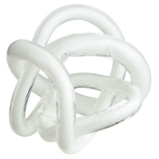 Interlace White Glass Knot Sculpture Small