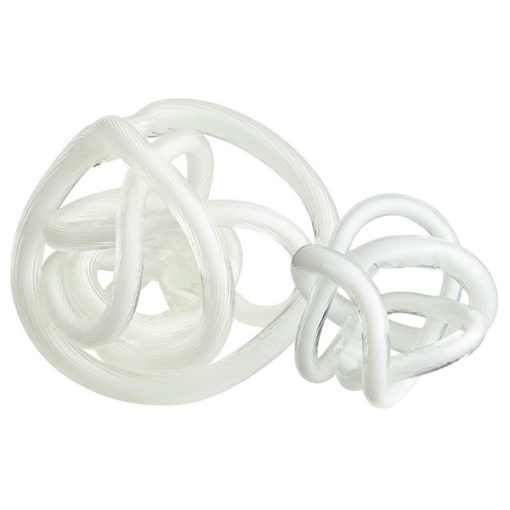 Interlace White Glass Knot Sculptures