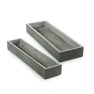 Newport Rectangular Gray Concrete Tray Planter Collection