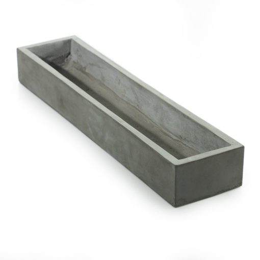 Newport Rectangular Gray Concrete Slim Tray Planter