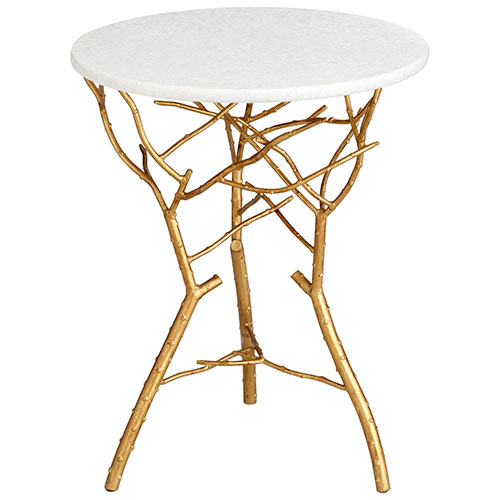 White Marble and Gold Langley Side Table