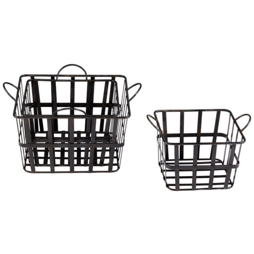 Rustic Steel Baskets Set of 3