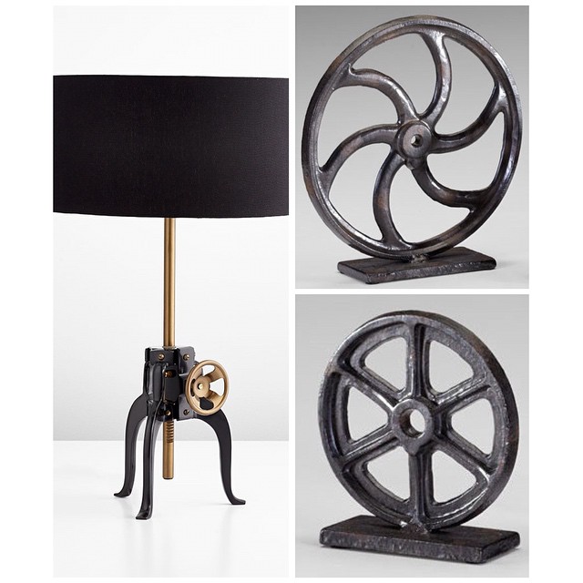Astra Table Lamp and Gear Sculptures