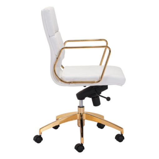 Laurent Low Back Office Chair White Gold
