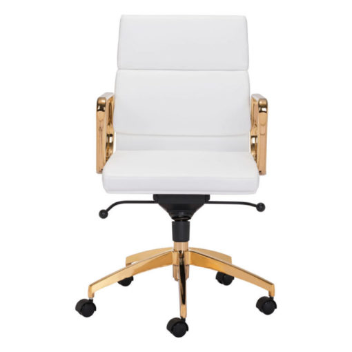 Laurent Low Back Office Chair White Gold