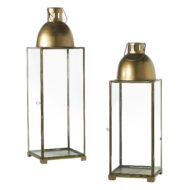 Gold Brass Bronze Classic Traditional Candle Lantern Oversized Extra Large Set Pair