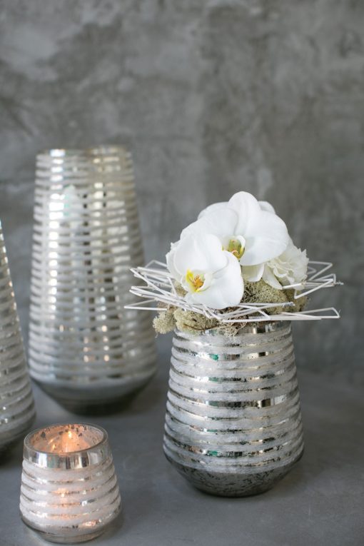 Allure Textured Silver Mercury Glass Candle Holder Vase