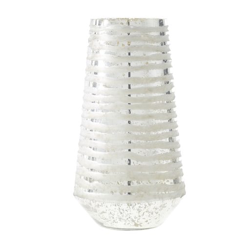 Allure Textured Silver Mercury Glass Candle Holder Vase