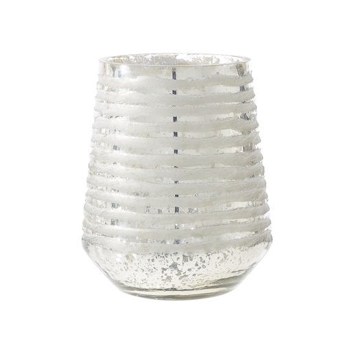 Allure Textured Silver Mercury Glass Candle Holder Vase