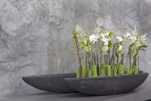 Bay Boat Charcoal Gray Oval Planter Centerpiece
