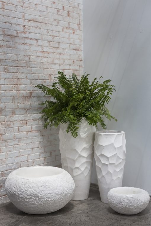 Grand Villa Oversized White Faceted Floor Vase Planter