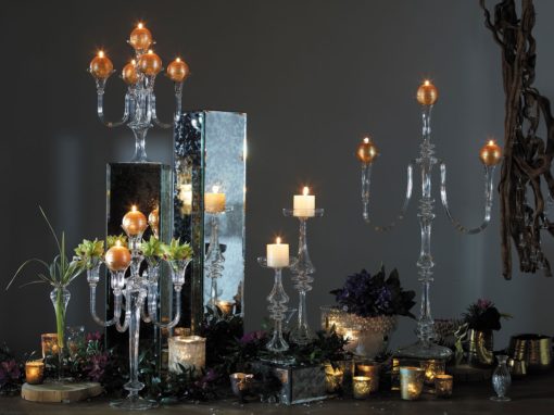 Leopold Glass Candelabra and Candle Holder Lifestyle