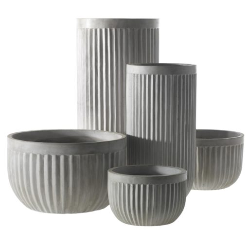Oakland White Fluted Concrete Planter Collection