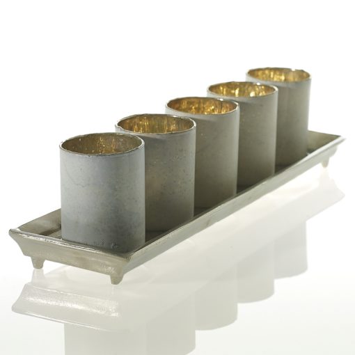 Wilder Gold Silver Mercury Glass Votive Candle Holder Aluminum Tray
