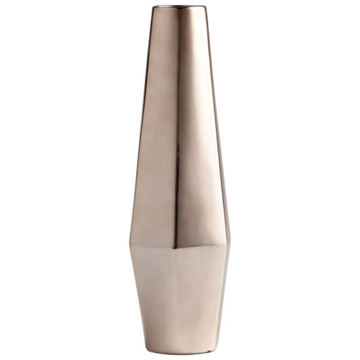 Ceramic Copper Gold Faceted Tall Vase