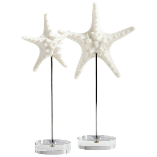 Asterina Star Fish Starfish Sea Shell Resin White Sculpture Statue Clear Crystal Base Nicke Rod