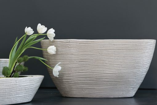 Window Sill Pot Planter Vase Set Two Textured Ceramic Gardening