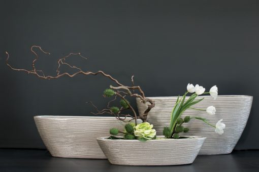 Window Sill Pot Planter Vase Set Two Textured Ceramic Gardening