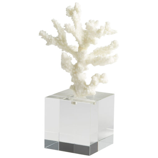 Coral Branch Sea Shell Resin White Sculpture Statue Clear Crystal Base Nicke Rod