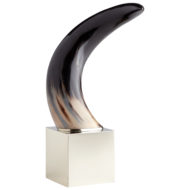 Natural Horn Sculpture Modern Ivory Gray Grey Charcoal Black