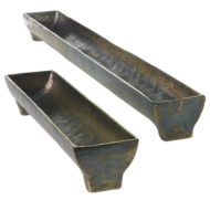 Edison Aluminum Aged Metal Tray Trays Set Pair Long Low