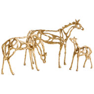Equestrain Horse Horses Sculpture Sculptures Statue Statue GoldIron Textured Open Weave Modern