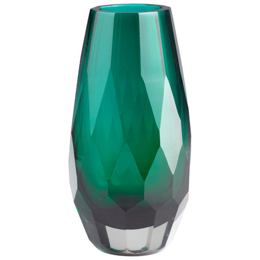 Bud Vase Emerald Jade Turquoise Green Glass Vase Round Faceted Prism Facets