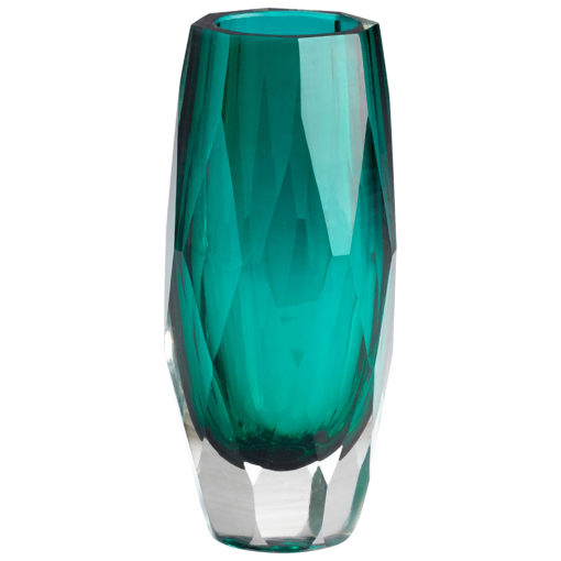 Bud Vase Emerald Jade Turquoise Green Glass Vase Round Faceted Prism Facets