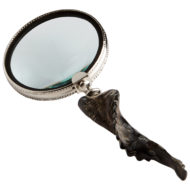 Magnifying Magnifier Round Glass Reading Sculpture Brass Nickel Bone Carved Handle