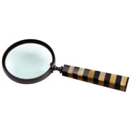 Inlay Inlaid Mosaic Wood Handle Round Bronze Magnifier Magnification Glass