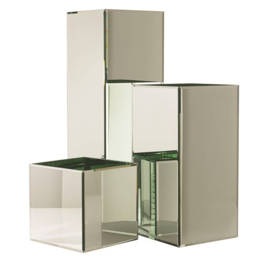 Mirror Mirrored Antiqued Column Glass Straight Stand Cube