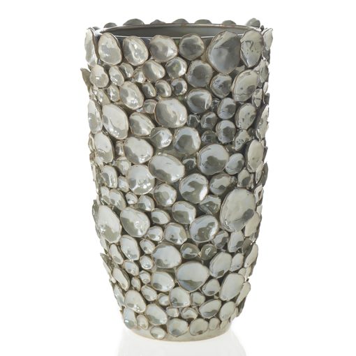 Monica Textured Abolone Shell Shells Circles Ceramic Pot Planter Vase