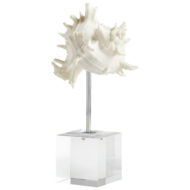 Murxiella Sea Shell Resin White Sculpture Statue Clear Crystal Base Nicke Rod