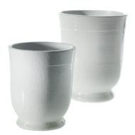 Pioneer Main Pot Glazed Ceramic All Solid White Planter Planters Set Handcrafted